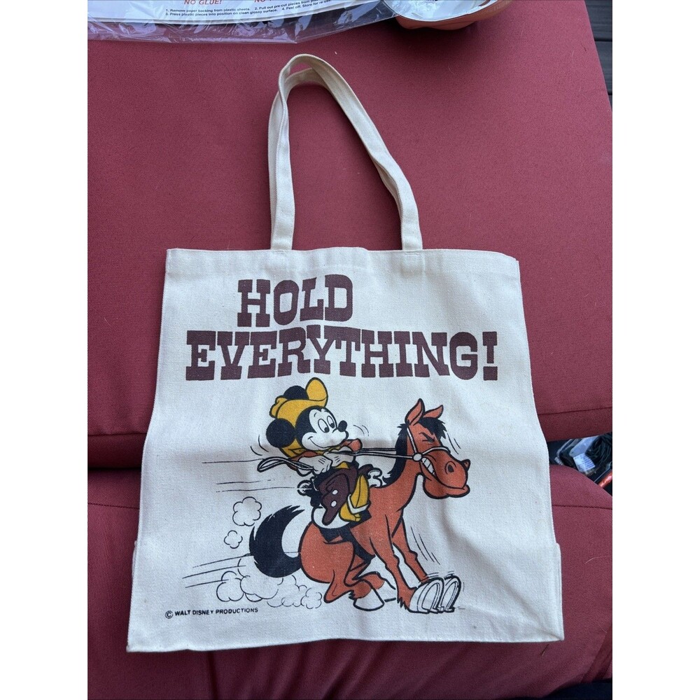 Vintage Disney Mickey Mouse Cowboy Hold Everything! Canvas Tote Bag